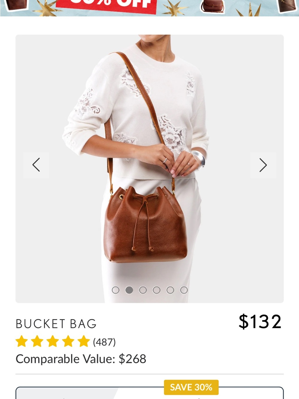 Portland Leather Large Bucket Bag In Nutmeg - Picture 4 of 14